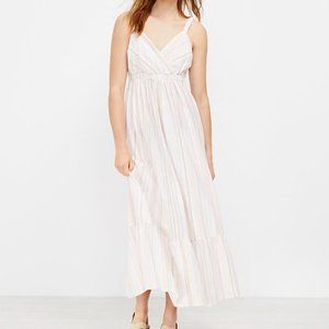 NWT LOFT Beach Striped Ruched Strap Maxi Size L